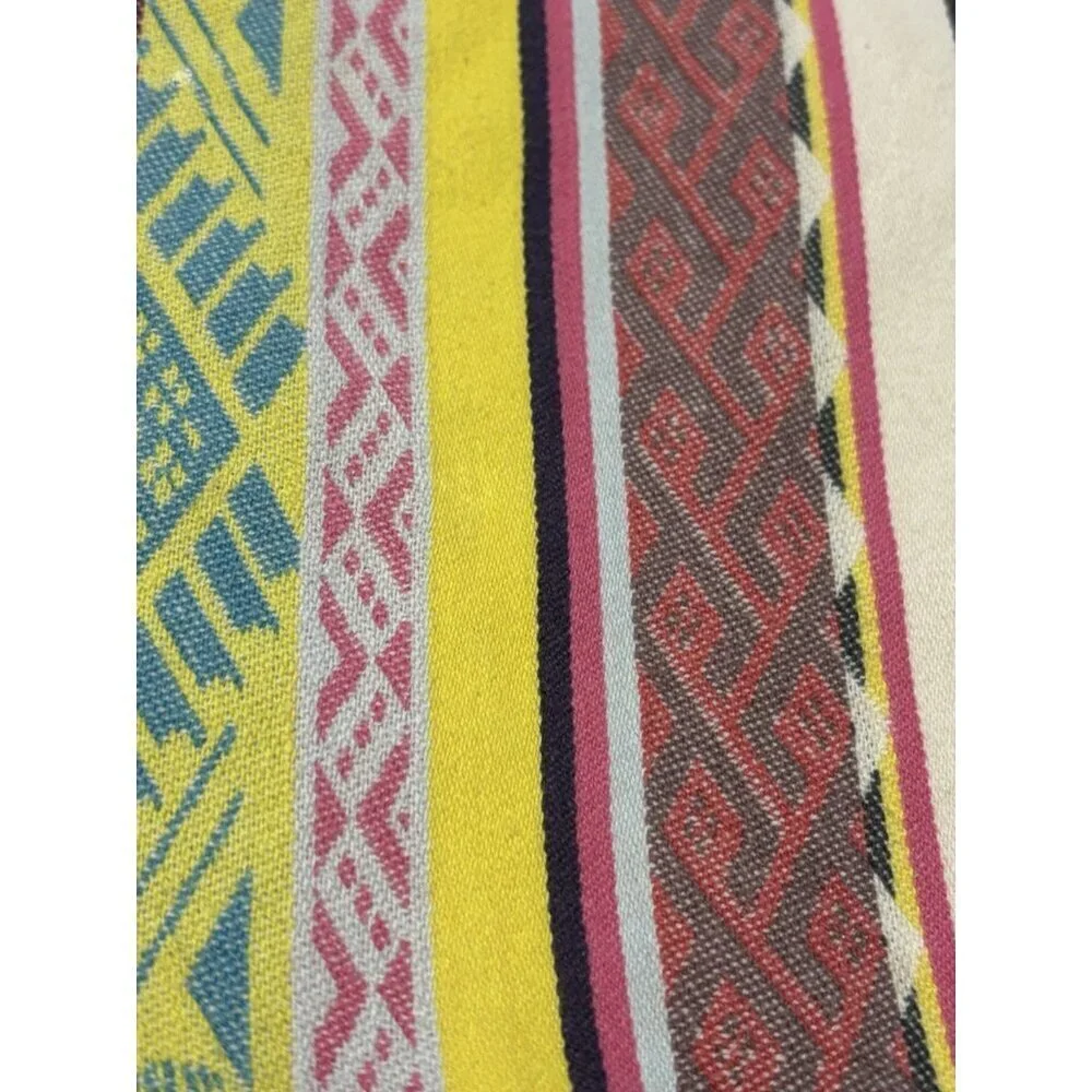 Set of 8 Bright Pink Rainbow Colorful Mexican Striped Woven Fabric‎ Napkins